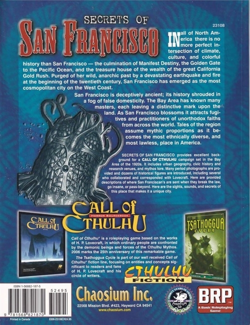 Call Of Cthulhu - 6th edition - Secrets  of San Francisco (B-Grade) (Genbrug)